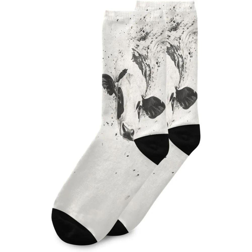 Women's Crew Socks for Men Women Fashion Cute Socks for Boys Girls for Casual Running Holiday Gifts Cow Swimming in Air