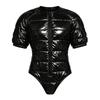 Mens Water Resistant Padded Short Sleeve Bodysuit Zipper Front Round Neck Leotard for Outdoor Sports Daily Casual Wear Travel