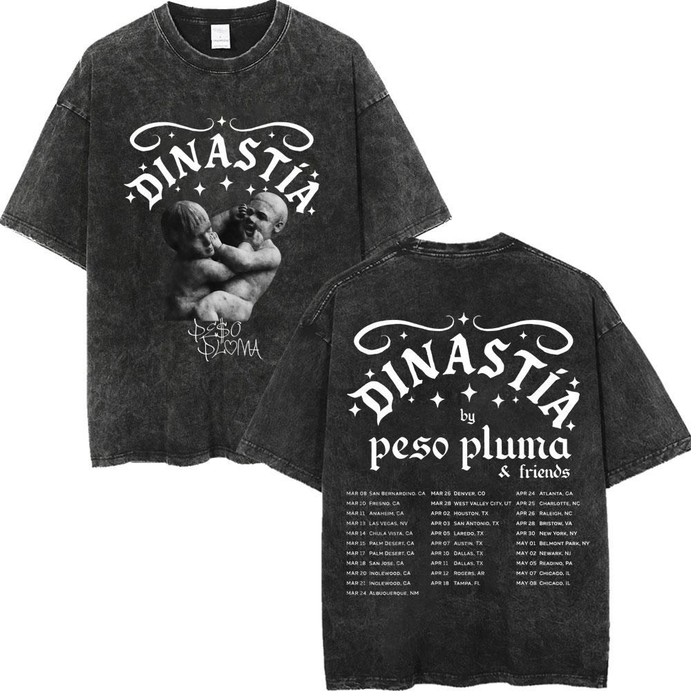 Vintage Washed Rapper Peso Pluma Poster Graphic T Shirt Men Women Fashion Hip Hop Tshirt High Quality Cotton Oversized Tshirts