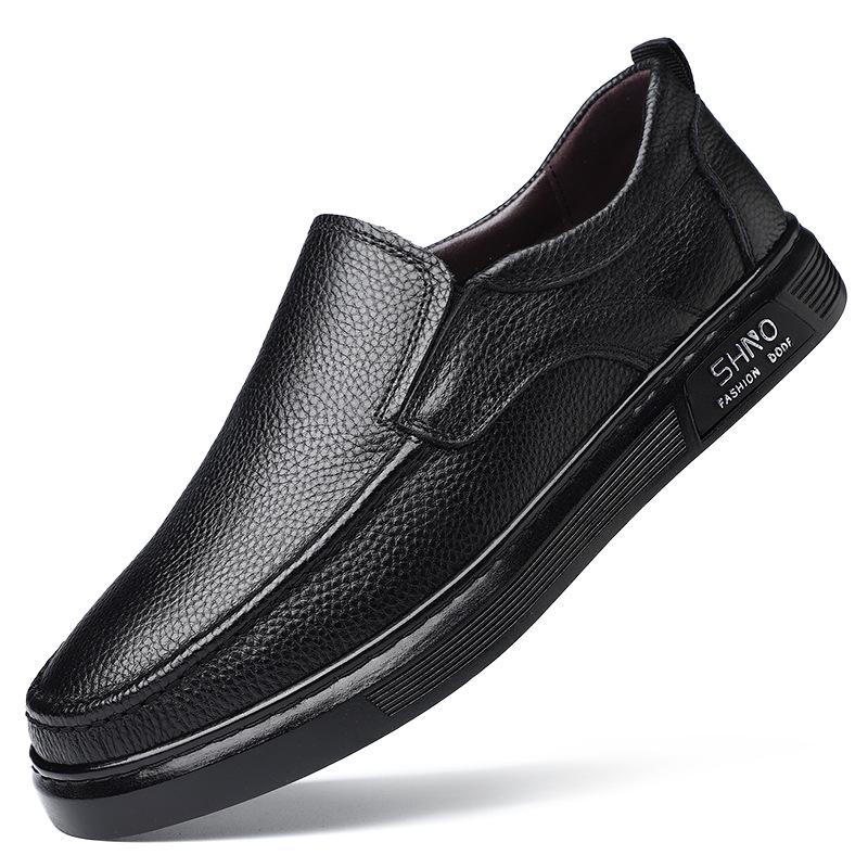 The First Layer of Cowhide Men's Shoes 2025 Genuine Leather Autumn Soft-soled Trendy Shoes Youth Versatile Board Shoes One Pedal Casual Leather Shoes