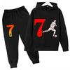 Schnelltrocknender CR7 Kinder Trainingsanzug 7-13J Ronaldo 7# Aufdruck Sport-Outfit Atmungsaktives Gewebe Active Wear Kinder Boutique Kleidung