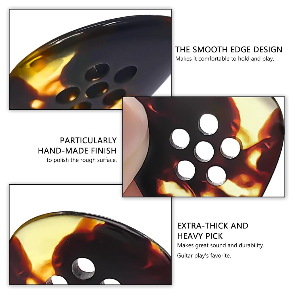 Musiin Premium Handcrafted Fat Tone Picks for Electric and Blues Guitar Jazz-Style Guitar, Bass, Acoustic, Jazz, (Torti 2-Pack)