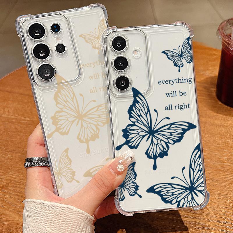 Simple Butterfly Print Phone Case For Samsung Galaxy A57 A37 A17 A56 A16 A55 A36 A26 A15 A35 A54 A53 Clear Shockproof Soft Cover