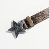 American Retro Western Style Star Embossing Old Belt Female, Niche Design Spice Girl Brown Belt