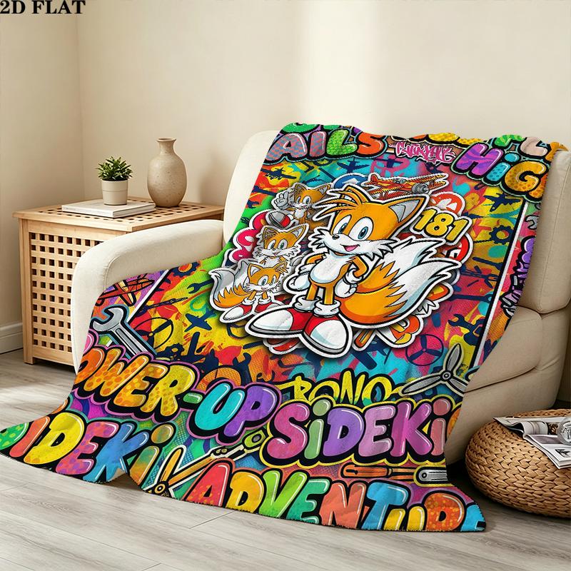 Tails Printed Flannel Blanket, soft throw for bedroom sofa, washable, Christmas present, great gift.