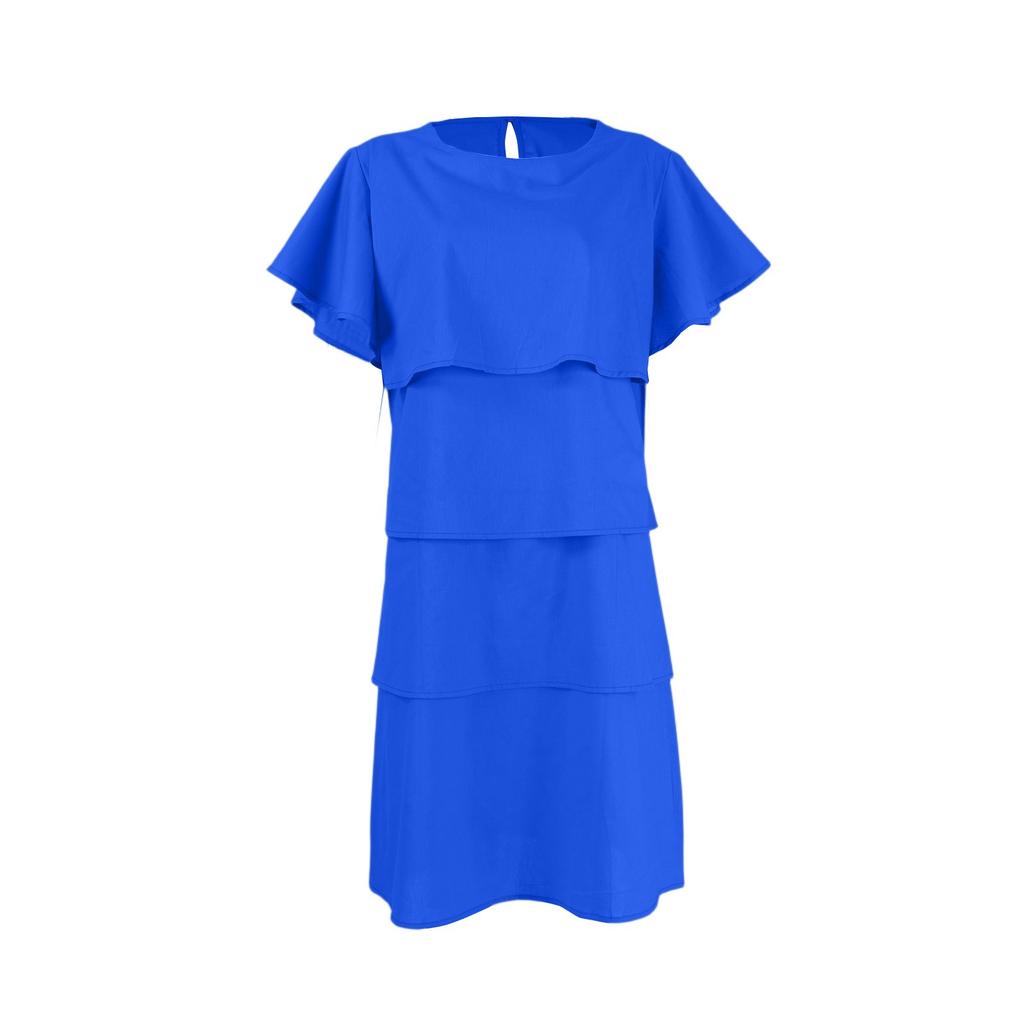 Women's Fashionable And Casual Flared Sleeve Round Neck Solid Color Loose Dress