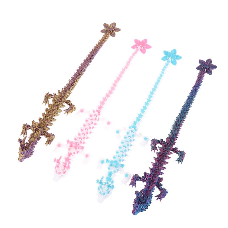 1 Piece Desktop Ornament 3D Printed Cherry Blossom Dragon Glow In The Dark Rotatable Articulated Dragons Figures Action Toy