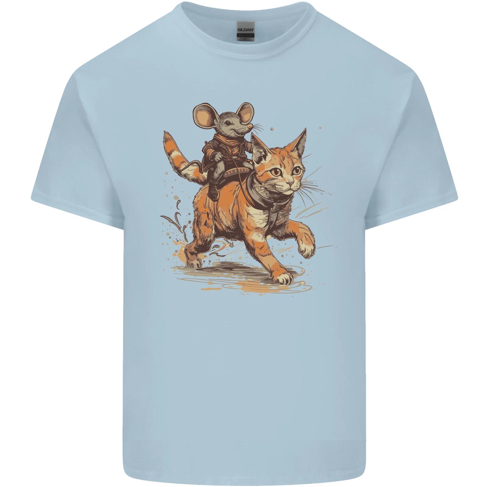 Cat and Mouse Winter Fun Kids T-Shirt Childrens 4XL