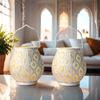 Set of Two Moroccan Style Battery Lantern Durable Garden Metal Round Lamp for Holiday Decoration (2pcs)