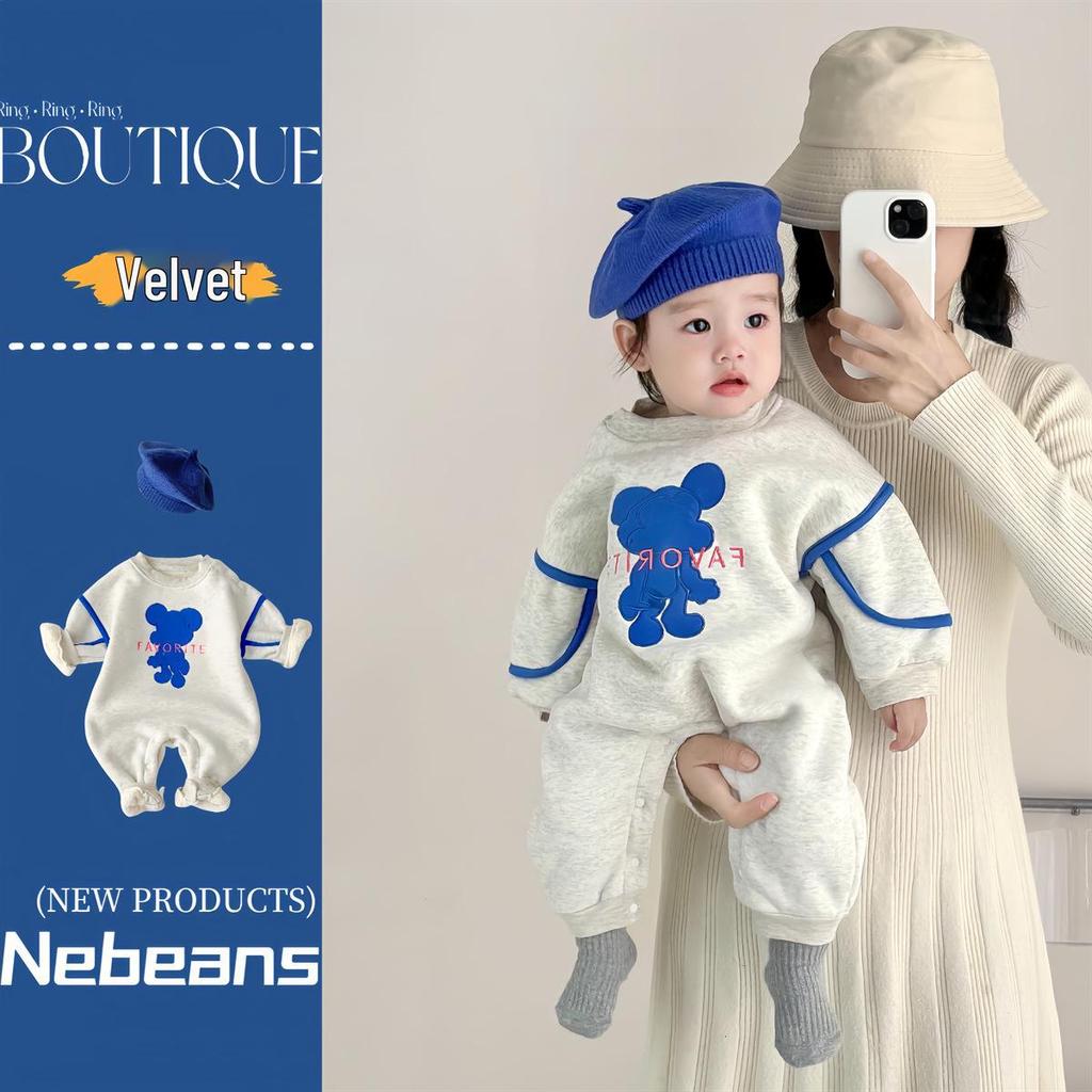 Personalized Fleece-Lined Unisex Baby Onesie: Trendy Matching Infant Romper Bodysuit