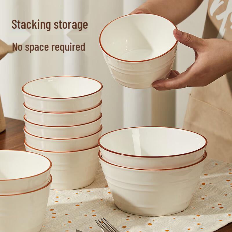 Hegawa 6-inch White Ceramic Bowls (Set of 4)