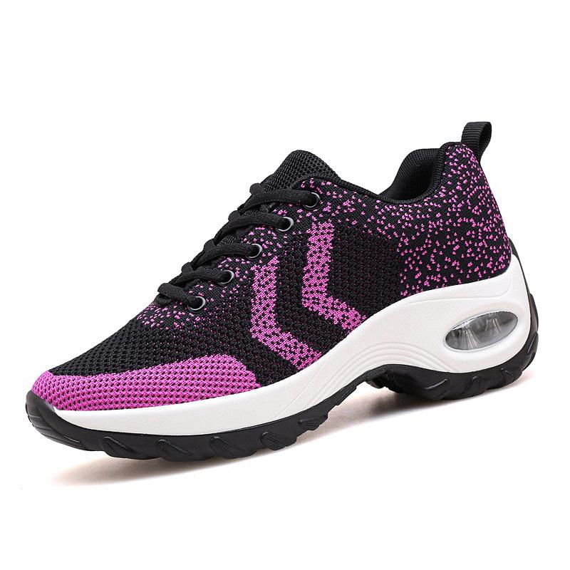 Summer New Square Dance Shoes Women'S Shoes Air Cushion Heightening Shoes Women'S Large Size Fly-Woven Breathable Dance Shoes Outdoor Sports Shoes
