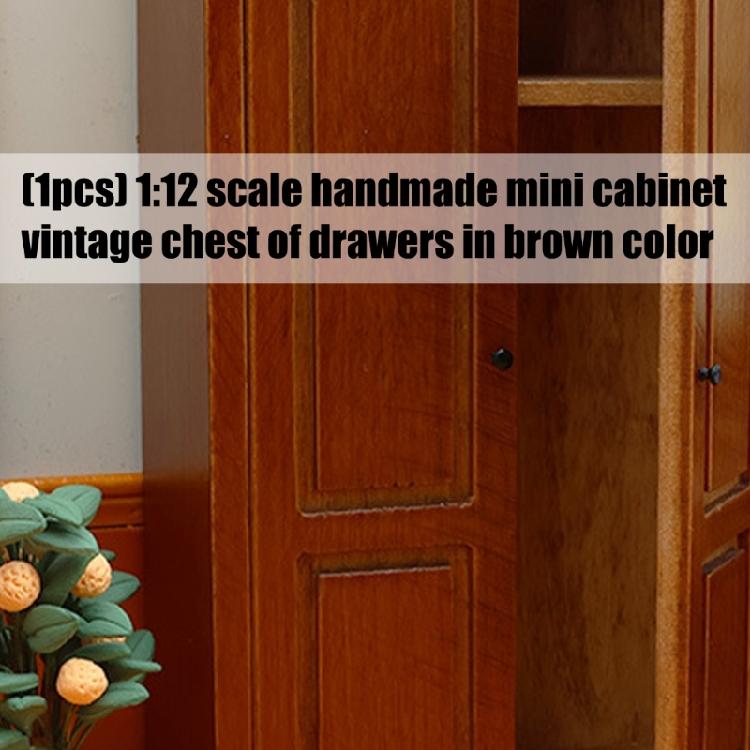 Detailed Miniature Wardrobe Model Figurine 1/12 Scale Doll House Furniture Wooden Storage Cabinet with Openable Door