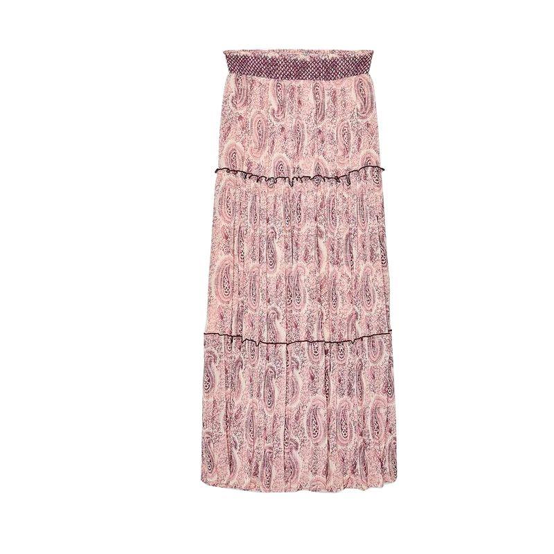 

Summer New Product Women s Clothes French Style Retro Print Layered Decorative Fashion Midi Skirt Long Skirt 3897085 Multi-color L