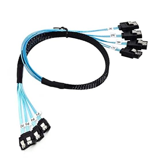 

Cablecc Internal SAS 4 SATA Host to 4 SATA 7 Pin Target Hard Disk 6Gbps Data Server RAID Cable 50cm