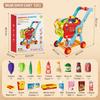 60PCS Kids Pretend Supermarket Shopping Cart Toy Set Play Food Grocery Trolley Educational Gift