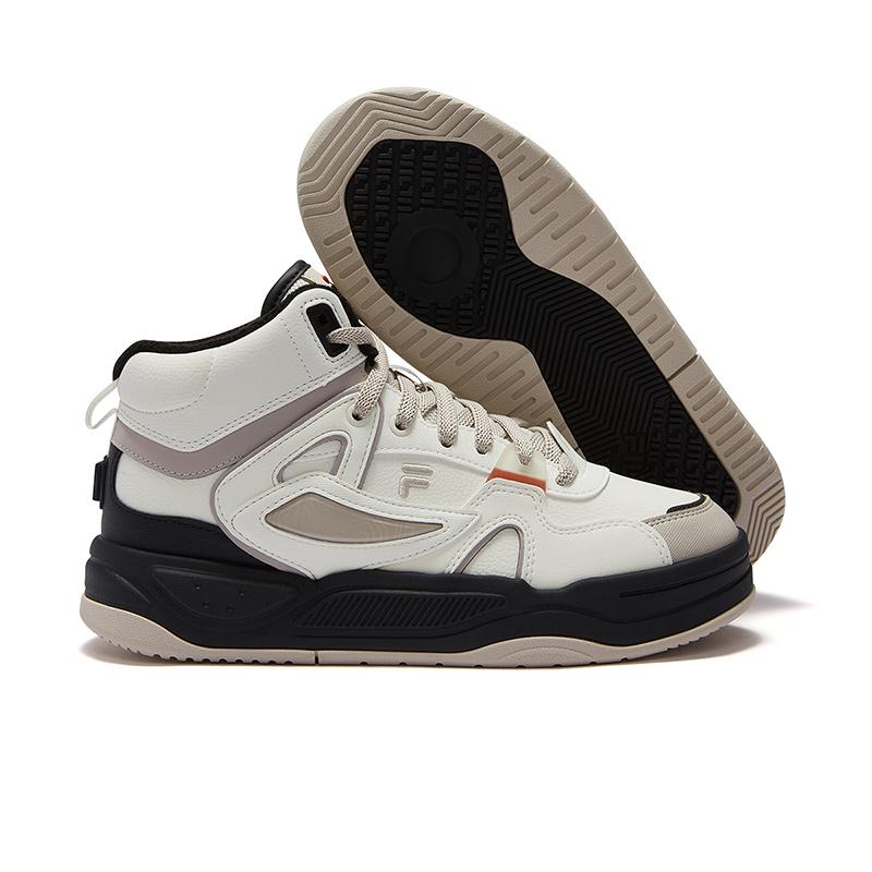 Fila Fusion Bank Ii Fabric Synthetic Leather Mid Top Fashion Sneakers Women Sneakers White Yellow T12W442908FAC