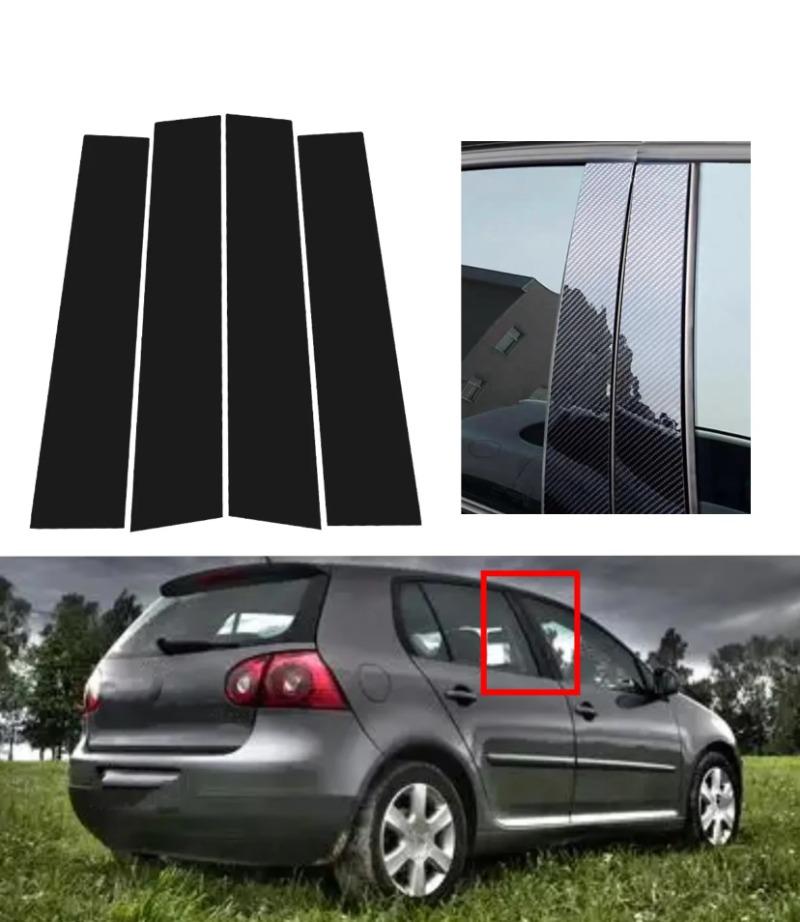 Poteau de pilier noir brillant en Fiber de carbone, autocollant pour Volkswagen Golf 5 V MK5 2003-2009 2004 2005, porte de fenêtre, affaire B CCover,