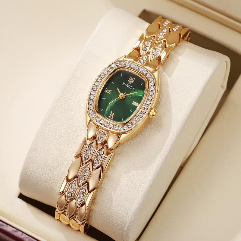 Cqqa Women's New Temperament Fashionable Diamond-Encrusted Watch Full Of Diamonds Digital Scale Quartz Watch Bracelet Watch