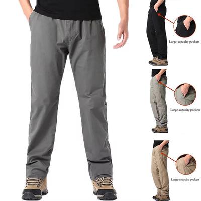 Spring Autumn Trendy Casual Pants For Men Cotton Solid Color Cargo Pants Elastic Waist Straight Leg Streetwear Men's Joggers