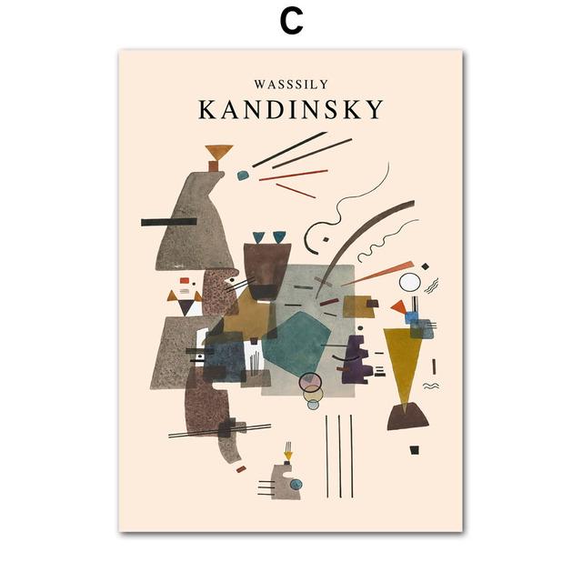 Geometry Lines Cat Works Posters and Prints Vintage Kandinsky Abstract Wall Art Picture Canvas Painting Living Room Home Decor