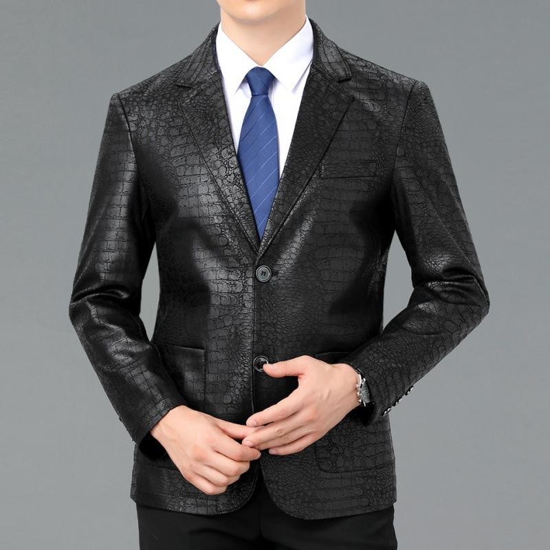 Spring and Autumn Genuine Leather Men's Sheepskin Suit Jacket Slim Casual Single Leather Suit Jacket Thin Trendy