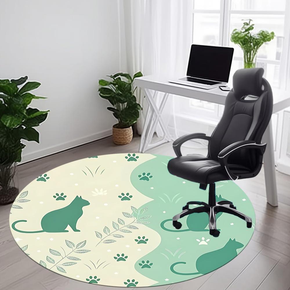 1pc Cat Nature Office Round Area Rug, Indoor Mat Suitable For Office, Under Office Chairs Bedroom Living Room Home Decor, Room Deco