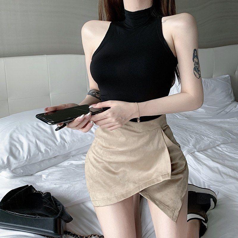 Sexy tílko Solid Halter Crop Tops Ženy Léto Camis Rolák Košilka Móda Ležérní Trubice Dámská Ustřižená vesta bez rukávů