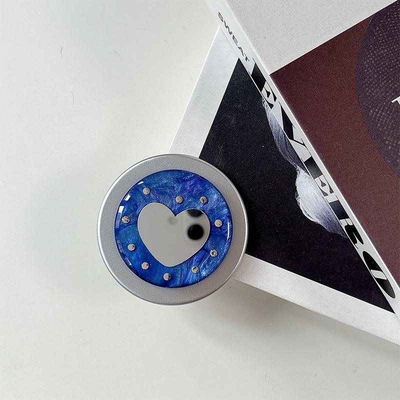 Original Small Love Mirror Rhinestone Round Ring Buckle Telescopic Mobile Phone Airbag Bracket Magnetic Attraction Suitable For Magsafe