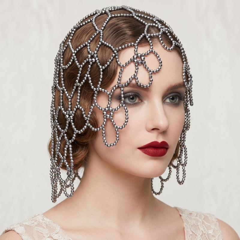 Retro Elegant Hairband with Handcrafted Crystal Woven Hair Chain for Wedding and Banquet, Featuring Fringed Hair Accessory. Post a link