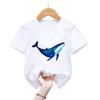 Watercolor Dolphin Tshirt Kawaii Whale Flowers Print Short Sleeve Unisex Unisex Casual Summer Harajuku Top