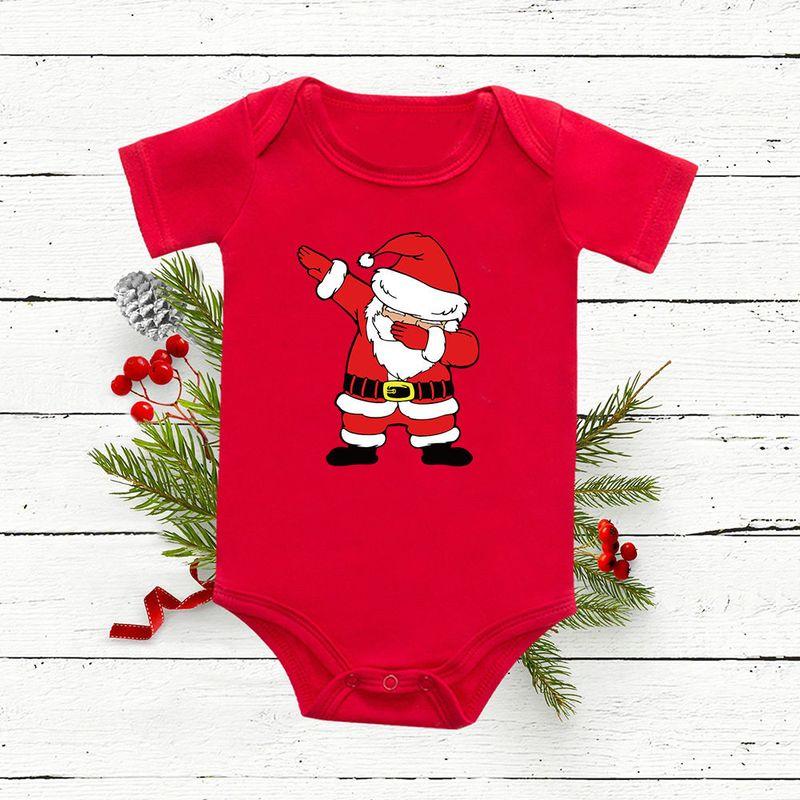 Red Deer Baby One-Piece Romper Baby Bodysuit Short Sleeve Christmas Festival Holiday Children Red One-Piece Romper Tops