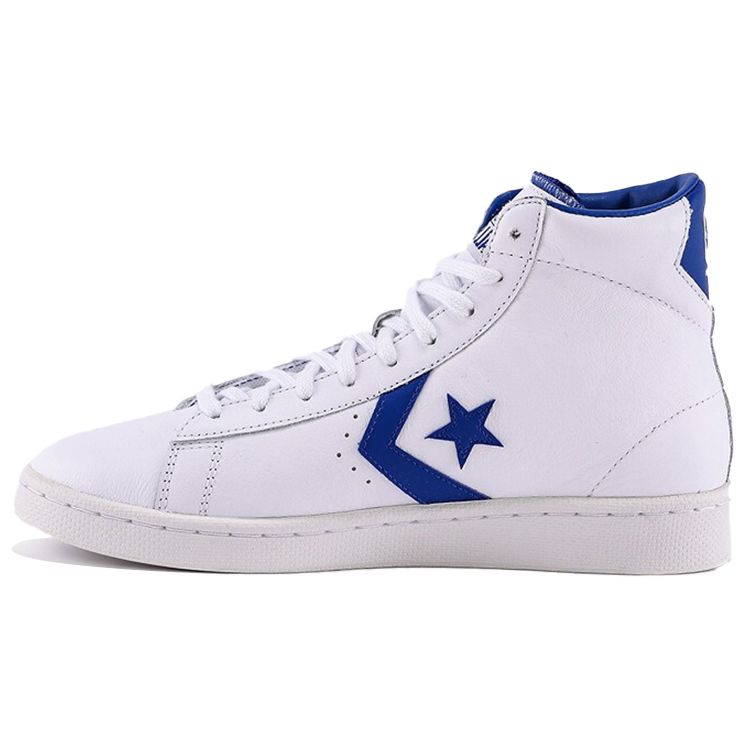 Converse Cons Pro Leather Round Toe Lace-Up Synthetic Leather Shock Absorption High-Top Retro Basketball Shoes Unisex Sneaker White Light-Blue 170359C