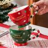 1 Stück Rot/Grün Cartoon Keramik Weihnachtsfrühstückstasse, Weihnachts-Serie Tasse Süße Tasse Halloween Keramiktasse Weihnachtsgeschenk Kreative Kaffeetasse, 500ml,