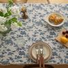 Light Luxury Ins Wind Small Fresh Cotton And Linen Blue Small Floral Tablecloth Rectangular Dining Table Cloth Picnic Cloth Tablecloth