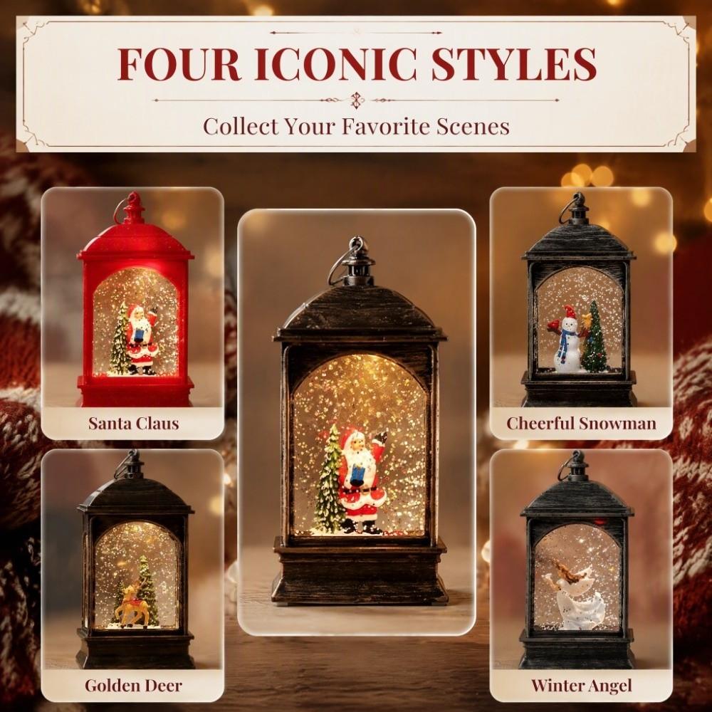 Portable Christmas Ornaments Decorative Glowing Snowflake Lantern Wind Light Interior Decoration