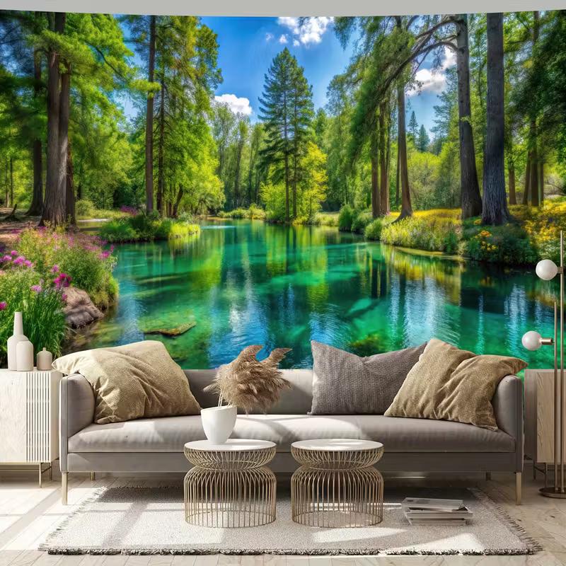 

2D Large Forest Lake Tapestry for Home & Office Wall Decor 47.2x31.5inch/120*80cm