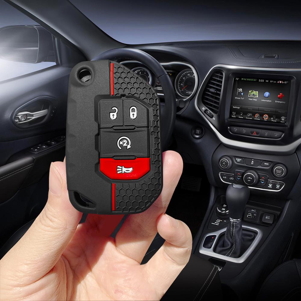 For Jeep Gladiator Jt Wrangler Jl Grand Cherokee Compass Silicone Car Key Case Holder
