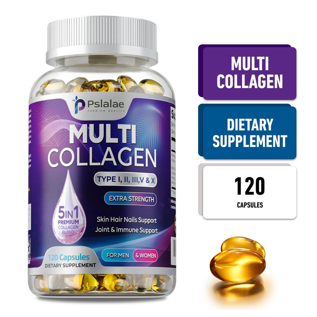 MULTI COLLAGEN - 5-in-1 Premium Collagen Blend - Promotes Joint Flexibility and Bone Strength - Unisex - Vegetarian Capsules