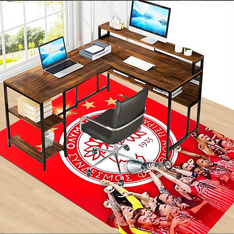 Olympiacos F.C Polyester Carpet, Soft Indoor Mat for Office Chair, Living Room, Computer Desk - Decorative Home Office Rug Design