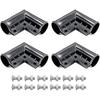 Black 4 Packs Aluminum Chain Link Fence Gate Corners, Gate Elbow with 90 Degree Angle Design for 1-3/8" X 1-3/8" Outdoor Diameter Pipe, Pressed Gate