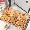 2D Flat 1pc 850gsm Velvet Door Mat Gingerbread Men Art HD Printed Kitchen Rugs,Non-Slip Yoga Mats,Absorbent Machine Washable Polyester Rug for Bathroo