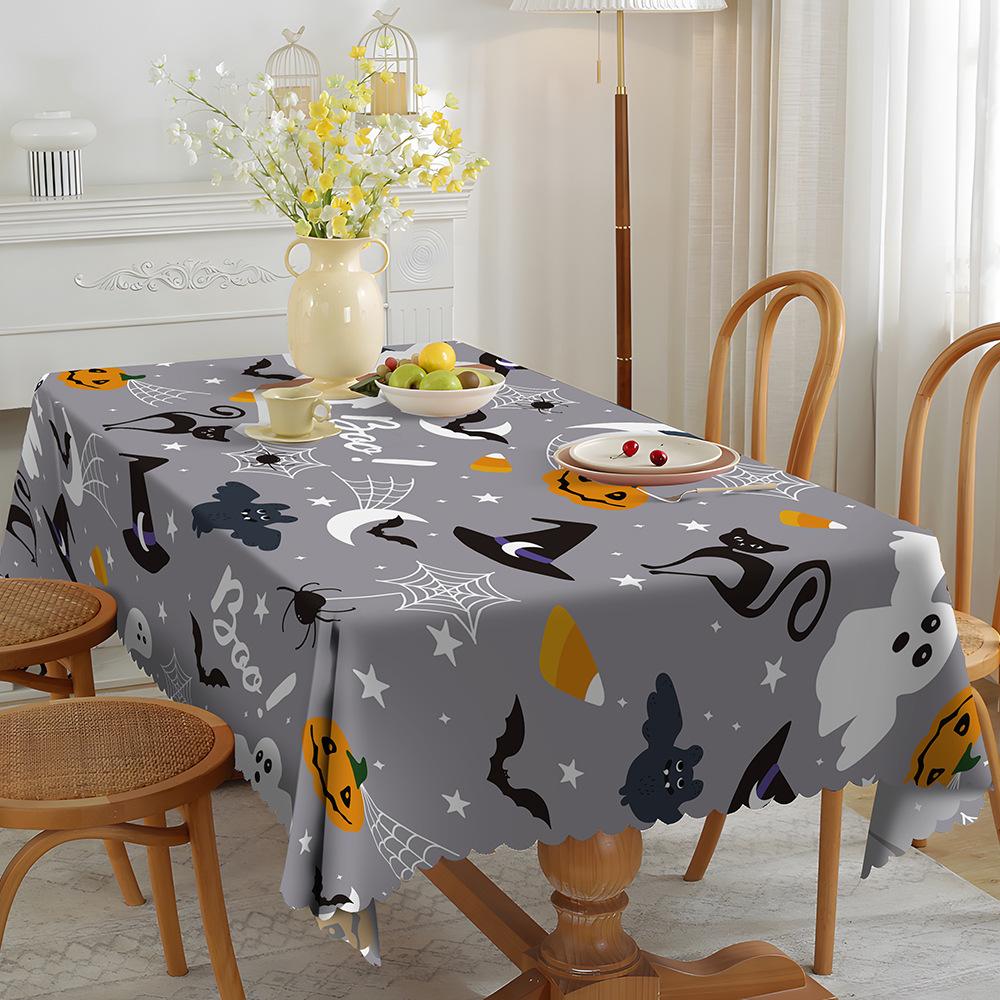 Halloween Bat Spider Web Pumpkin Party Home Waterproof Tablecloth, Holiday Decoration Home Dining Table Tablecloth