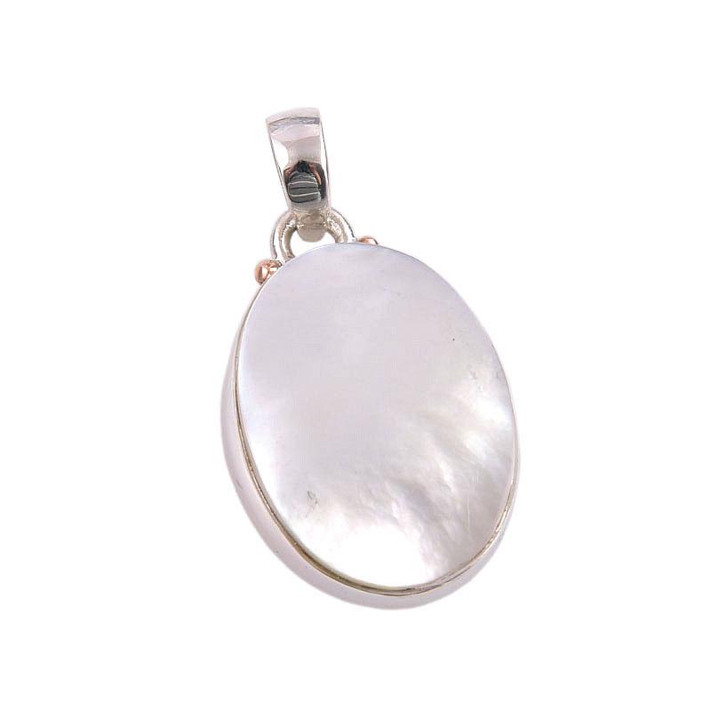 Natural Mother Of Pearl Gemstone Handmade 925 Solid Silver Pendant 1.75" I7T66