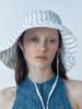 Poejidam Linen Wide Bucket Hat In Stripe Blue