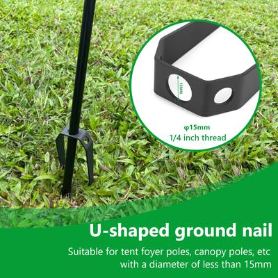 1Pcs U-Shaped Ground Stakes Garden Pegs Stainless Steel U Pegs for Camping Tents Trampoline Fence