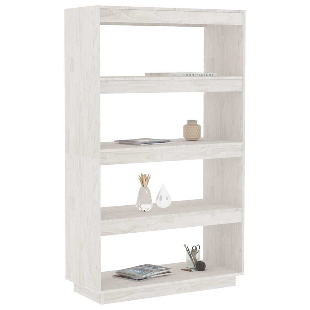 vidaXL Bücherregal/Raumteiler Weiß 80x35x135 cm Massivholz Kiefer