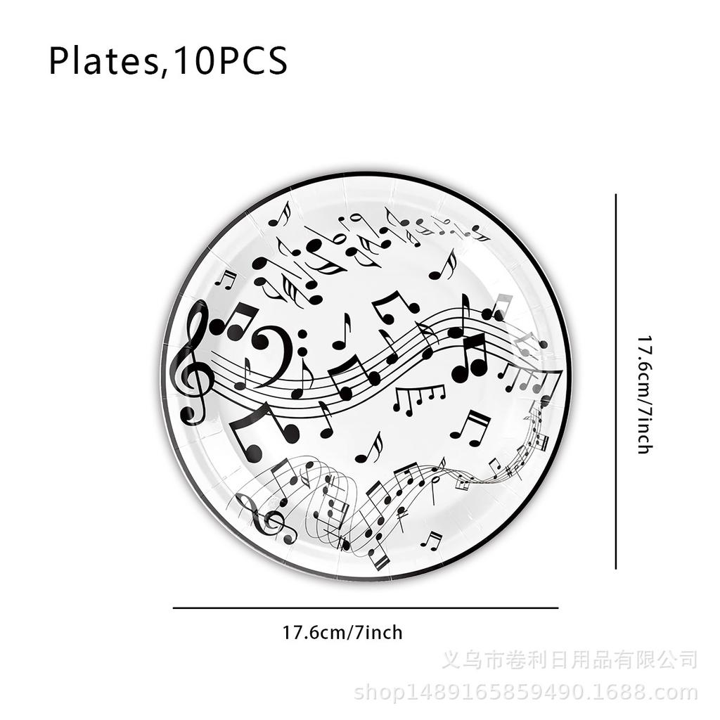 Music Festival Music Note Party Supplies Party Decoration Tableware Disposable Paper Plate Tissue Paper Cup Banner Tablecloth Set