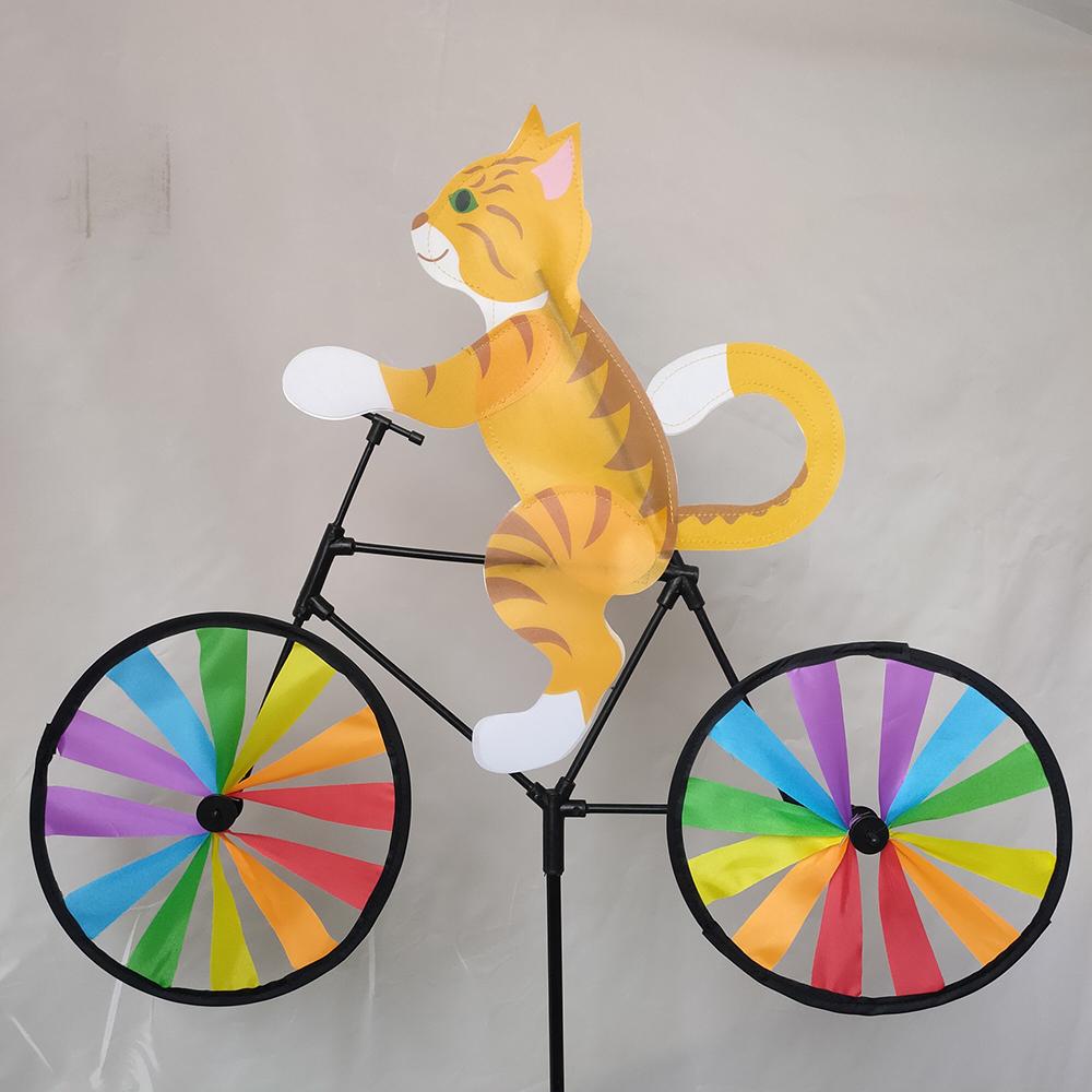 Animal Riding Three-dimensional Cartoon Modelling Windmill Creative Bicycle Wind Spinners Standing Pole Garden Yard Decoration
