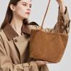 Ladies' suede shoulder bag stylish large capacity high-quality genuine leather casual shopping bag fashiable matching